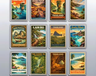 Phang Nga Bay Retro Refrigerator Magnets, Andaman Sea Travel Souvenir Set