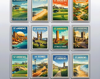 United Kingdom Holiday Magnet for St Andrews, featuring Swilcan Bridge & East Sands — Home Accent