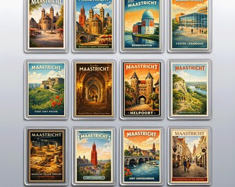 Vintage Maastricht Fridge Magnet, Netherlands Travel Souvenir, Dutch City Gift Decor