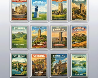 Classic Stirling Fridge Magnet from Scotland, featuring Stirling Castle & Wallace Monument — Travel Memory