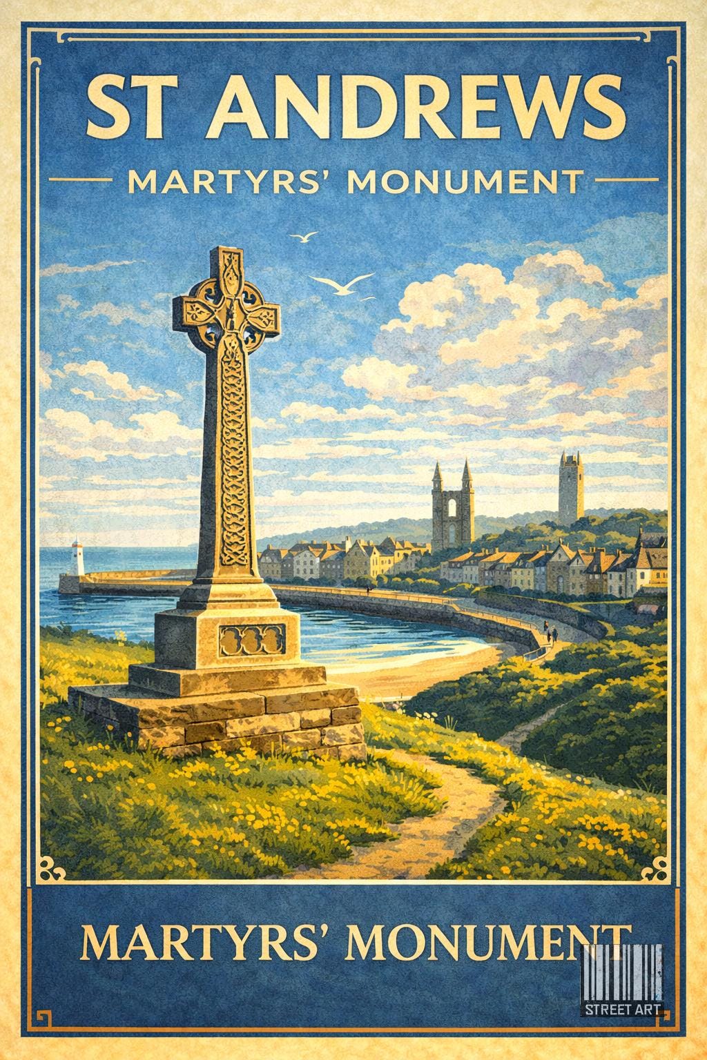 St Andrews Poster, Scotland Wall Art, Vintage Travel Print, Old Course ...