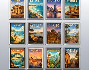 Charming Sydney Fridge Magnets from Australia featuring Opera House & Harbour Bridge, Nostalgic Travel Memory