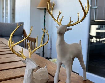 The figurine deer for elegant home decor is also great Christmas ornament idea 2-Piece Deer Set, workplace gift, business gift