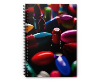 Colorful Lipstick Spiral Notebook: 6&quot; x 8&quot;, 118 Ruled Pages