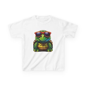 Cool Turtle Kids Tee - Fun Summer Shirt, Kid&#39;s Fashion, Beachwear, Birthday Gift, Vacation Outfit, Playful Graphic Tee