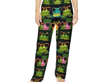 Fun Frog Print Pajama Pants: Women's Cozy Loungewear
