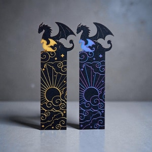 Fourth Wing Inspired Dragon Bookmark – with Tairn & Andarna (Clouds) image 1