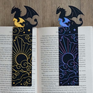 Fourth Wing Inspired Dragon Bookmark – with Tairn & Andarna (Clouds) Two Colour Set