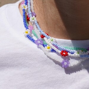 Delicate Floral Beaded Necklace | Garden Inspired Glass Flower Jewelry for Women