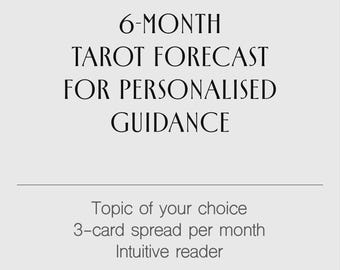 6-maanden tarotlezen • Gepersonaliseerde prognose van maand • Elke maand 3 kaarten (pdf)