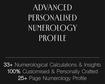 Geavanceerd persoonlijk numerologieprofiel • Meer dan 33 numerologische berekeningen en inzichten • 25+ pagina's • Volledig gepersonaliseerd