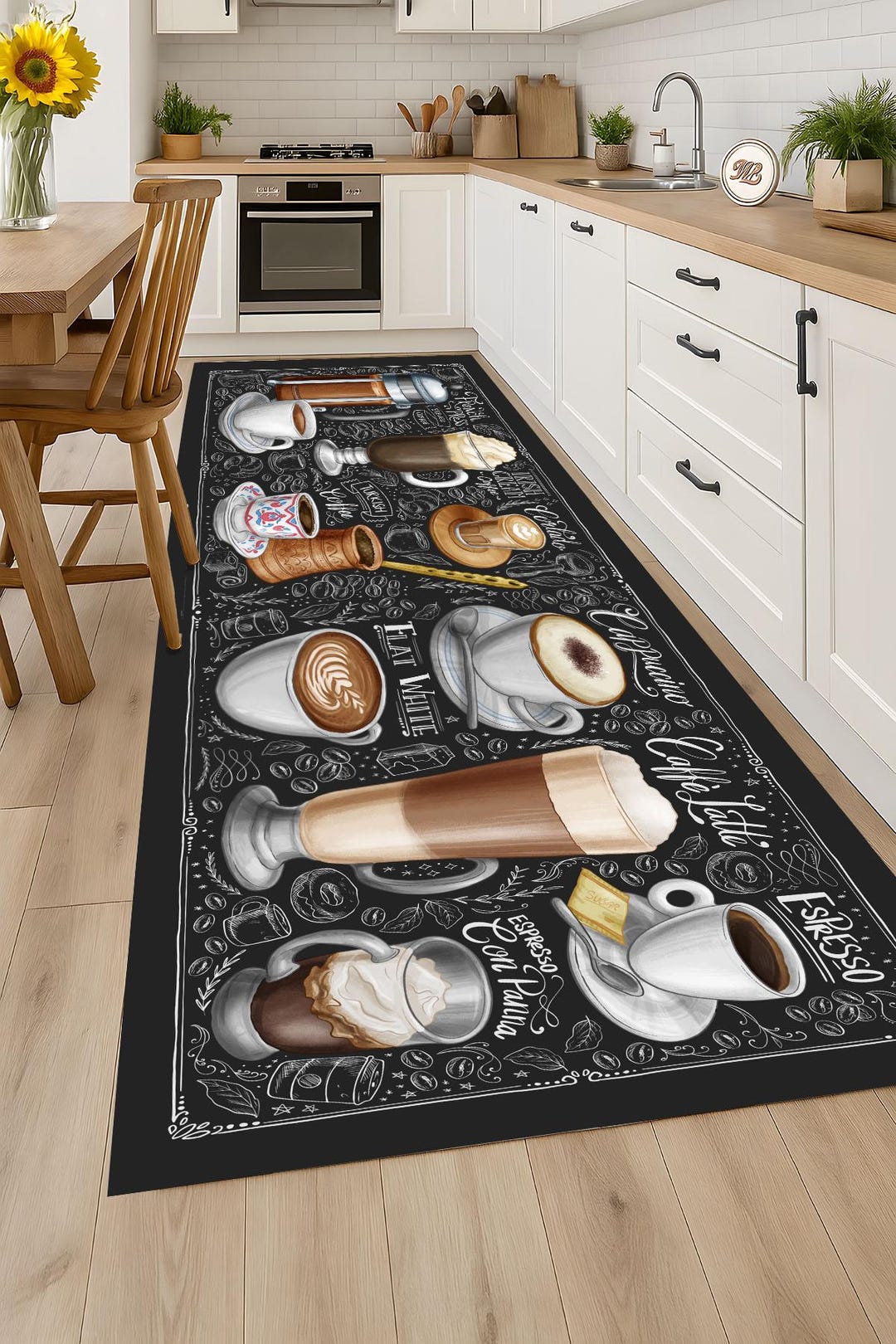 Coffee Room Rug Non Slip Washable Kitchen Coffee Latte Espresso Theme Carpet Area Rug ...