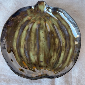 Plato de calabaza de cerámica hecho a mano, fuente de servir de cerámica otoñal, bandeja de gres hecha a mano para el Día de Acción de Gracias, decoración rústica de cocina otoñal