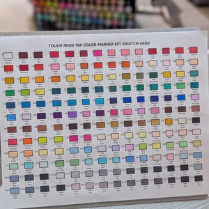 Touch Migo 168 Farbmusterkarte | Numerische Bestellung | Druckbares PDF