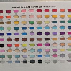 KingArt 120 Scheda campione colore / Ordine numerico / PDF stampabile