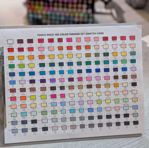 Touch Migo 168 Color Swatch Card | Numerical Order | Printable PDF
