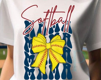 Softball Mom Shirt - coquette bow style with water color I Spend Most My Days Tee - Game Day Softball T-Shirt - Women's Softball Graphic Tee