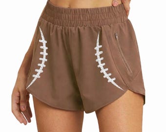 Football Lace Running Shorts for Women, Glitter Game Day Athletic Shorts, Custom Sports Mom Lounge Shorts