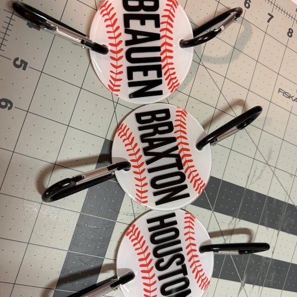 Custom Baseball Bag Tag | Personalized Sports Name Tag | Softball Backpack Tag | Team Gift | Baseball Keychain | Sports Bag Charm
