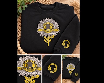 911 Dispatcher Embroidered Sweatshirt, Dispatcher Sunflower Crewneck, 911 Operator Gift, Emergency Dispatcher Shirt, Thin Gold Line Gift