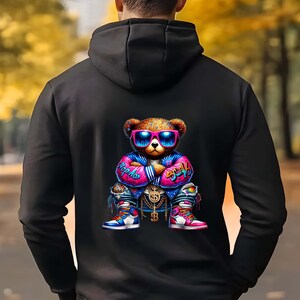 Neon Bear Skull Sweatshirt - Edgy Streetwear Graphic Crewneck For Urban Fashion