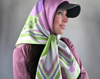 Floral Silk Twill Bandana: Hand-Drawn Italian Scarf
