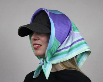 Periwinkle Floral Silk Scarf: Italian Twill Fashion Bandana