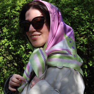 Silk Twill Scarf , Silk Square Scarf , Organic Silk Neck Scarf ,  Mother’s Day Gift Idea ,  Summer Scarf Patterned ,  Silk  Bandana ,