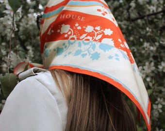 Baroque Floral 100% Italian Silk Scarf: Red Silk Bandana