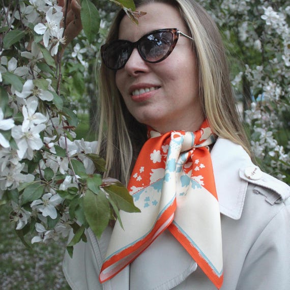 Baroque Floral 100% Italian Silk Scarf: Red Silk Bandana