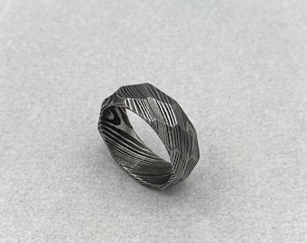 Hammer demascus ring, Wedding Band, Rustic Forged Pattern Ring, Handmade Promise Ring, Unique Anniversary Gift for Him, Demascus steel ring