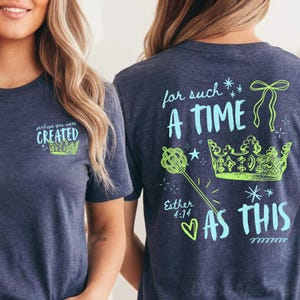 For Such a Time Queen Esther Christian Doodle Shirt, Summer Women Ministry Tshirt, Bright Religious Gift, Faith Church T-Shirt, Jesus Tee image 5