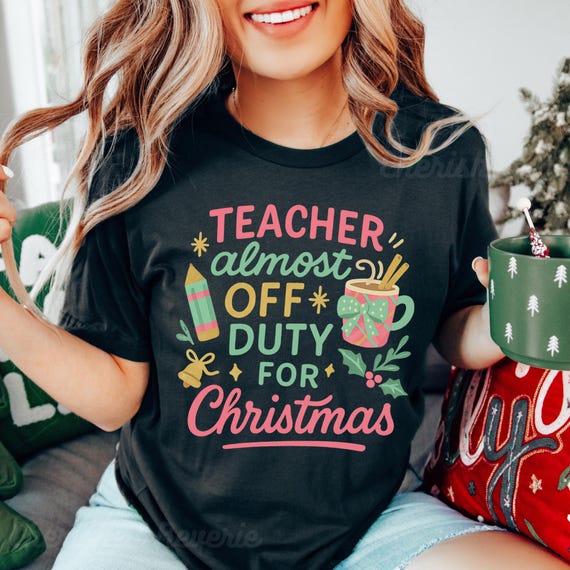 Christmas Teacher Shirt For Women – Festive Holiday Print Tee, Soft Blend Fabric – Gift For Educators - View #3