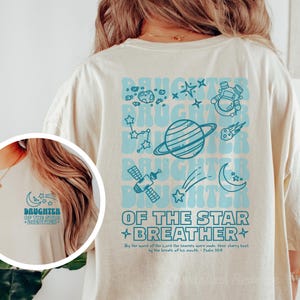 Christian Space doodle vrouwen shirt, geloof religieus geschenk, dochter van God tshirt, T-shirt kerk ministerie, Jesus Lover T-shirt, Groovy Sketch