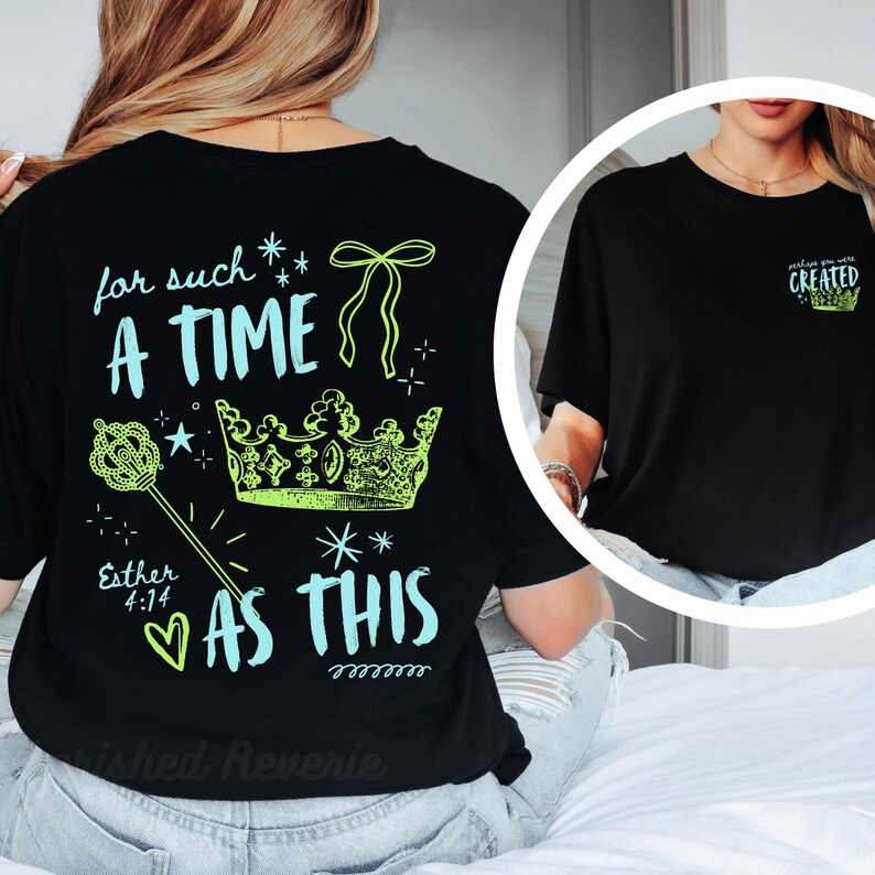 For Such a Time Queen Esther Christian Doodle Shirt, Summer Women Ministry Tshirt, Bright Religious Gift, Faith Church T-Shirt, Jesus Tee image 9