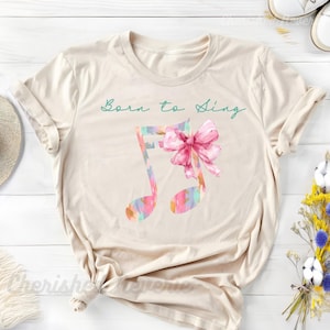 Sing Music Choir Shirt, Singing Tshirt, Women Sing Tee, Music Teacher Gift, Chorus Lover T-Shirt, Worship Singer Apparel, Coquette Bow