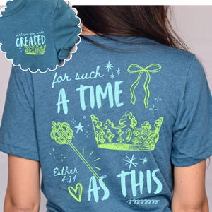 For Such a Time Queen Esther Christian Doodle Shirt, Summer Women Ministry Tshirt, Bright Religious Gift, Faith Church T-Shirt, Jesus Tee image 1