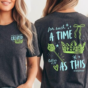 For Such a Time Queen Esther Christian Doodle Shirt, Summer Women Ministry Tshirt, Bright Religious Gift, Faith Church T-Shirt, Jesus Tee image 8