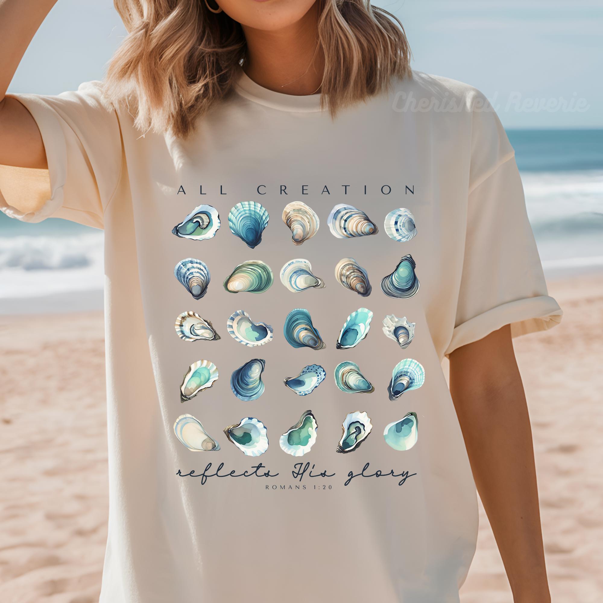 Christian Ocean Oyster Shells Women Shirt, Bible Verse T-shirt, Faith ...