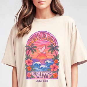 Christian Women Ocean Beach Shirt, Religious Baptism Gift, Bible Verse T-Shirt, Jesus Lover Tshirt, Summer Vacation Tee, Cover Up Swim