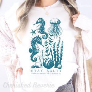 Christian Ocean Animal Women Shirt, Bible Verse T-Shirt, Faith Apparel Tee, Coastal Sea Life Gift, Religious Trendy Tshirt, Jesus Apparel