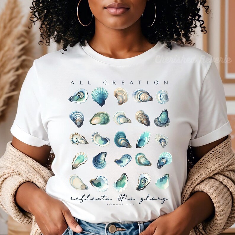 Christian Ocean Oyster Shells Women Shirt, Bible Verse T-shirt, Faith ...