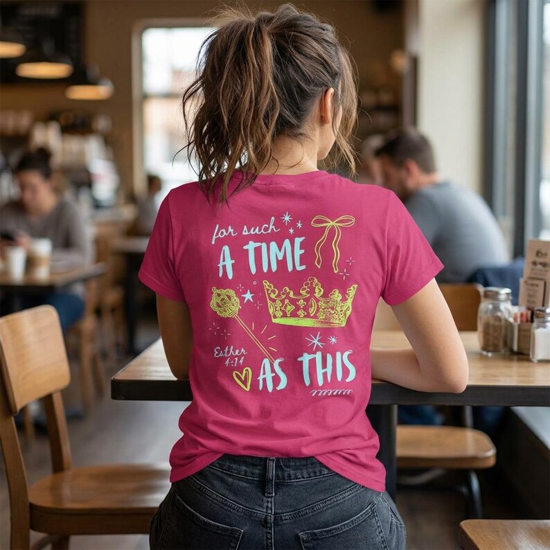 For Such a Time Queen Esther Christian Doodle Shirt, Summer Women Ministry Tshirt, Bright Religious Gift, Faith Church T-Shirt, Jesus Tee image 6
