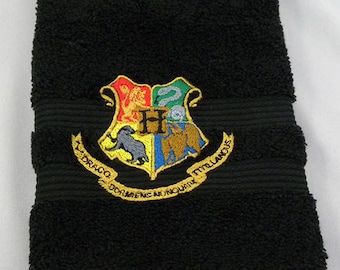 Embroidered Wizard School Hand Towel: Geeky Bathroom Decor