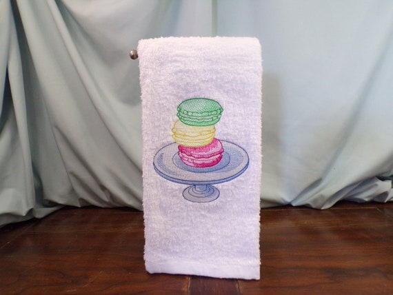 MADE TO ORDER Macaron baking kitchen towel gift Funny Decor Hostess Gift Dish Towel Housewarming  For Mom Wedding Shower Gift