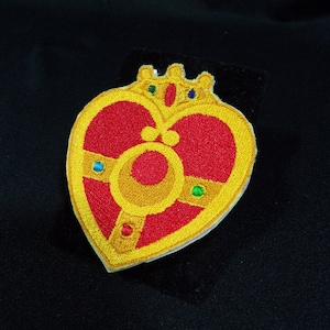 MADE TO ORDER - 3 inch Moon Girl Cosmic heart brooch iron on patch
