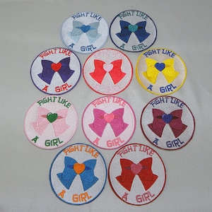 MADE TO ORDER - 4 inch Sailor inspired Girl Fight front bow iron on patch