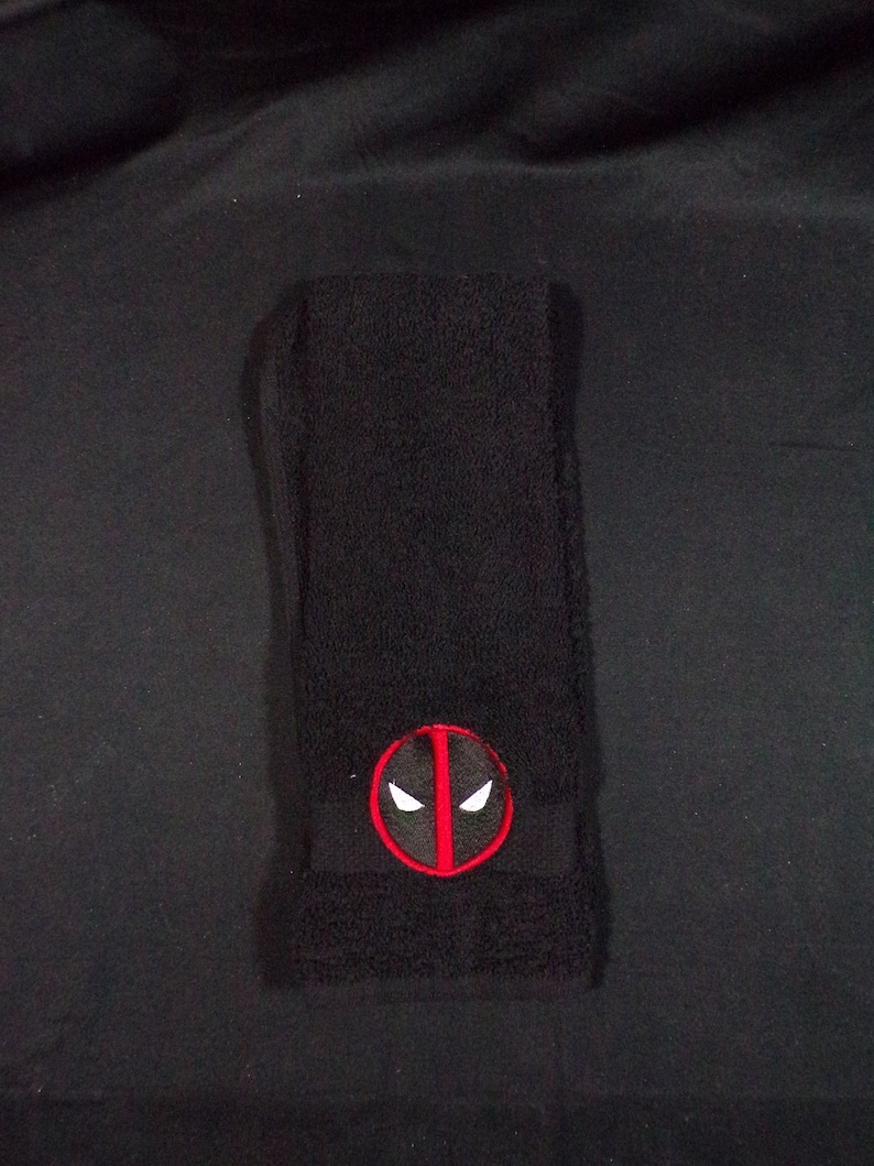 MADE TO ORDER - Anti-hero comic book inspired embroidered hand towel geeky nerdy bathroom gift image 2