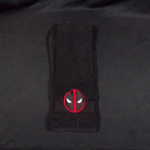MADE TO ORDER - Anti-hero comic book inspired embroidered hand towel geeky nerdy bathroom gift image 1