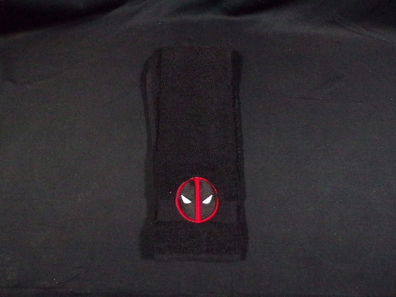 MADE TO ORDER - Anti-hero comic book inspired embroidered hand towel geeky nerdy bathroom gift image 1
